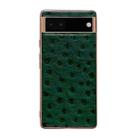 For Google Pixel 6 Pro Genuine Leather Ostrich Texture Nano Electroplating Phone Case(Green) - 1
