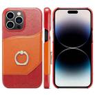 For iPhone 14 Pro Fierre Shann Oil Wax Texture Genuine Leather Back Case(Red) - 1