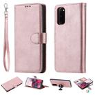 For Galaxy S20 2 in 1 Solid Color Detachable PU Leather Case with Card Slots & Magnetic Holder & Photo Frame & Wallet & Strap(Rose Gold) - 1