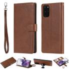 For Galaxy S20 Plus 2 in 1 Solid Color Detachable PU Leather Case with Card Slots & Magnetic Holder & Photo Frame & Wallet & Strap(Brown) - 1