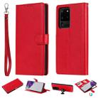 For Galaxy S20 Ultra 2 in 1 Solid Color Detachable PU Leather Case with Card Slots & Magnetic Holder & Photo Frame & Wallet & Strap(Red) - 1