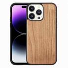 For iPhone 14 Pro TPU + Solid Wood Phone Case(Cherry Wood) - 1