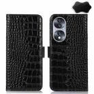 For Honor 70 Crocodile Top Layer Cowhide Leather Phone Case(Black) - 1