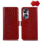 For Honor 70 Crocodile Top Layer Cowhide Leather Phone Case(Red) - 1