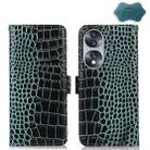 For Honor 70 Crocodile Top Layer Cowhide Leather Phone Case(Green) - 1