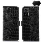 For Motorola Edge 30 Lite / Edge 30 Neo Crocodile Top Layer Cowhide Leather Phone Case(Black) - 1