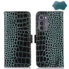 For Motorola Edge 2022 Crocodile Top Layer Cowhide Leather Phone Case(Green) - 1