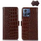 For Motorola Moto S30 Pro Crocodile Top Layer Cowhide Leather Phone Case(Brown) - 1