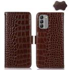 For Nokia G400 Crocodile Top Layer Cowhide Leather Phone Case(Brown) - 1