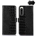 For Sony Xperia 5 IV Crocodile Top Layer Cowhide Leather Phone Case(Black) - 1