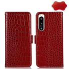 For Sony Xperia 5 IV Crocodile Top Layer Cowhide Leather Phone Case(Red) - 1