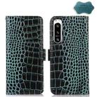 For Sony Xperia 5 IV Crocodile Top Layer Cowhide Leather Phone Case(Green) - 1