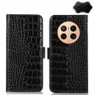 For Huawei Mate 50 Pro Crocodile Top Layer Cowhide Leather Phone Case(Black) - 1