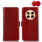 For Huawei Mate 50 Pro Crocodile Top Layer Cowhide Leather Phone Case(Red) - 1