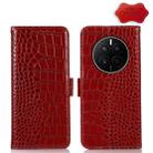 For Huawei Mate 50 Crocodile Top Layer Cowhide Leather Phone Case(Red) - 1