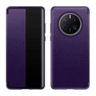 For Huawei Mate 50 Leather + TPU Frame Shockproof Phone Case(Purple) - 1