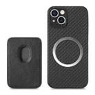 For iPhone 14 Plus Carbon Fiber Leather Card Magsafe Case (Black) - 1