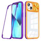 For iPhone 14 Plus 360 Full Body Sliding Camshield Phone Case (Yelllow Purple) - 1