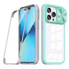 For iPhone 13 Pro 360 Full Body Sliding Camshield Phone Case (Green Grey) - 1