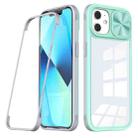 For iPhone 12 / 12 Pro 360 Full Body Sliding Camshield Phone Case(Green Grey) - 1