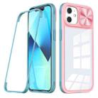 For iPhone 12 / 12 Pro 360 Full Body Sliding Camshield Phone Case(Pink Green) - 1