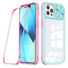 For iPhone 12 Pro Max 360 Full Body Sliding Camshield Phone Case(Baby Blue Pink) - 1