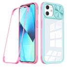 For iPhone 11 360 Full Body Sliding Camshield Phone Case (Baby Blue Pink) - 1