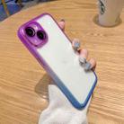 For iPhone 14 Plus Gradient Color Frame Transparent Phone Case (Purple) - 1