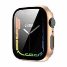 Tempered Glass Film Plating PC Watch Case For Apple Watch Series 9 / 8 & 7 45mm(Rose Gold) - 1