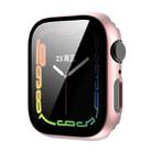 Tempered Glass Film Plating PC Watch Case For Apple Watch Series 9 / 8 & 7 41mm(Pink) - 1