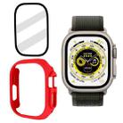 Tempered Glass Film Frosted PC Watch Case For Apple Watch Ultra 49mm / Apple Watch Ultra 2 49mm(Red) - 1