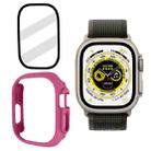 Tempered Glass Film Frosted PC Watch Case For Apple Watch Ultra 49mm / Apple Watch Ultra 2 49mm(Rose Red) - 1