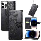 For iPhone 14 Pro Max Butterfly Embossing Leather Case (Black) - 1