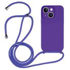 For iPhone 14 Crossbody Lanyard Liquid Silicone Case(Purple) - 1