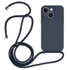 For iPhone 14 Crossbody Lanyard Liquid Silicone Case(Midnight Blue) - 1