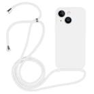 For iPhone 14 Crossbody Lanyard Liquid Silicone Case(White) - 1