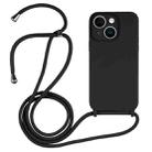 For iPhone 14 Plus Crossbody Lanyard Liquid Silicone Case(Black) - 1