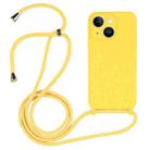 For iPhone 14 Plus Crossbody Lanyard Liquid Silicone Case(Yellow) - 1