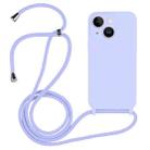 For iPhone 14 Plus Crossbody Lanyard Liquid Silicone Case(Light Purple) - 1