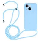 For iPhone 14 Plus Crossbody Lanyard Liquid Silicone Case(Blue) - 1