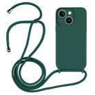 For iPhone 14 Plus Crossbody Lanyard Liquid Silicone Case(Clover Green) - 1