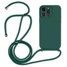 For iPhone 14 Pro Crossbody Lanyard Liquid Silicone Case(Clover Green) - 1