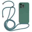 For iPhone 14 Pro Crossbody Lanyard Liquid Silicone Case(Pine Needle Green) - 1