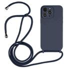 For iPhone 14 Pro Crossbody Lanyard Liquid Silicone Case(Midnight Blue) - 1