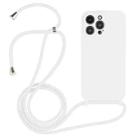 For iPhone 14 Pro Crossbody Lanyard Liquid Silicone Case(White) - 1