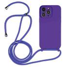 For iPhone 14 Pro Max Crossbody Lanyard Liquid Silicone Case(Purple) - 1