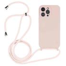 For iPhone 14 Pro Max Crossbody Lanyard Liquid Silicone Case(Sand Pink) - 1