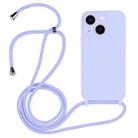 For iPhone 13 Crossbody Lanyard Liquid Silicone Case(Light Purple) - 1