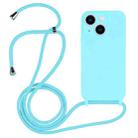 For iPhone 13 Crossbody Lanyard Liquid Silicone Case(Ice Blue) - 1