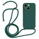 For iPhone 13 Crossbody Lanyard Liquid Silicone Case(Clover Green) - 1